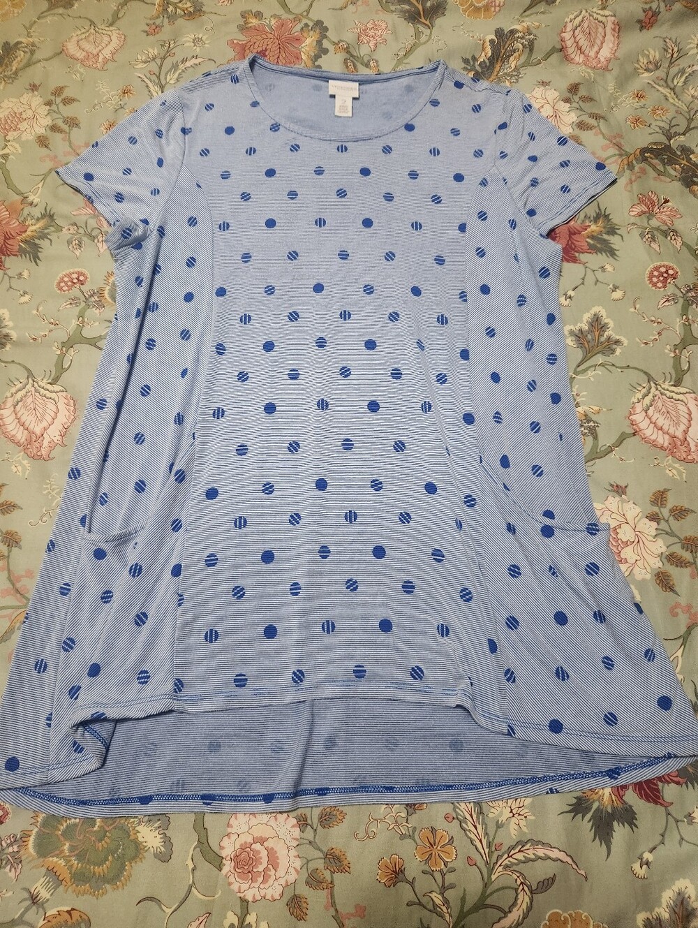Weekends by Chico's Loungewear Tunic Top Blue Size 2 (Large)